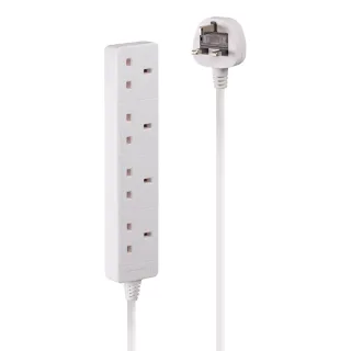 Lindy 70145 2M Mains 4 Way Gang Socket White