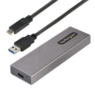 Startech USB-C 10Gbps to M.2 NVMe or M.2 SATA SSD Enclosure, Tool-free M.2 PCIe/SATA NGFF SSD Enclosure, Portable Aluminum Case, USB Type-C & USB-A Host Cables, For 2230/2242/2260/2280 - Works w/ Thunderbolt 3 (M2-USB-C-NVME-SATA) - Storage enclosure - M.2 - M.2 Card (PCIe NVMe & SATA) - USB-C 3.2 (Gen 2) - space grey