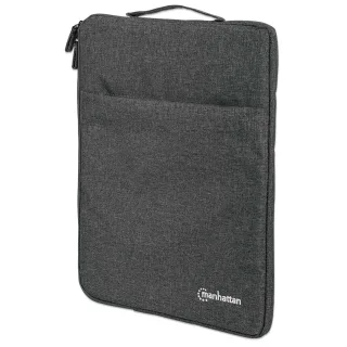 Manhattan 439817 Seattle Laptop Sleeve 15.6"- Grey Front Pocket Padded Soft