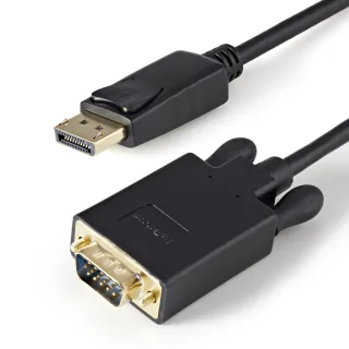 StarTech 3ft DisplayPort to VGA Adapter Cable - 1920x1200 - Active DisplayPort (DP) Computer or Laptop to VGA Monitor or TV Display (DP2VGAMM3B) - Adapter cable - DisplayPort (M) latched to HD-15 (VGA) (M) - DisplayPort 1.2 - 1 m - active, 2048 x 1280 support 60Hz - black