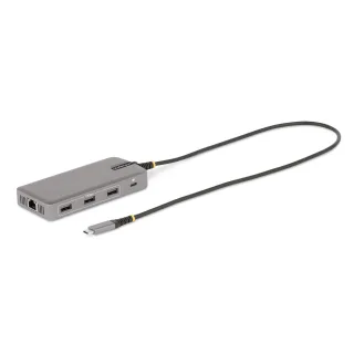 Startech USB-C Triple-Monitor Multiport Adapter, Dual 4K 60Hz + 4k 30Hz HDMI & DisplayPort, 3-Port USB 10Gbps Hub, 100W Power Delivery Pass-Through, GbE, 2ft Cable, Mini Dock - Travel Laptop Docking Station (117B-USBC-MULTIPORT) - Docking station - USB-C 3.2 Gen 2 / Thunderbolt 3 / Thunderbolt 4 - 2 x HDMI, 2 x DP - 1GbE