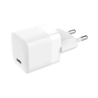 USBC Fast Charger with EU Plug adapter - from mfi certified factory - 30 w - 5v 3a or 9v 3a or 12v 2.5a or 15v 2a or 20v 1.5a - USB C socket - EU CEE 7/7 schuko plug - fast charging with iphone , pro and pro max - fast charging with ipads - works with macbook air - white