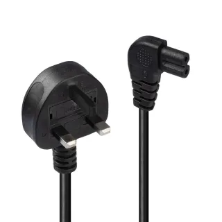 Lindy 30457 3M Mains Power Cable UK 3PIN Plug to Right Angled Iec C7