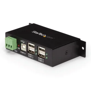 Startech Rackmount USB 2.0 Hub - 4 Port Rugged Industrial USB 2.0 Hub - Hub - 4 x USB 2.0 - DIN rail mountable - DC power - for P/N: ITB20D3250, MSDREADU2OTG, USB2HAB15, USB2HAB30AC, USB2HAB50AC, USB2HABM1, USB2HABM6RA