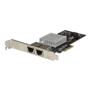 Startech Dual Port 10G PCIe Network Adapter Card - Intel-X550AT 10GBASE-T PCI Express 10GbE Multi Gigabit Ethernet 5 Speed NIC 2port - Network adapter - PCIe 3.0 x4 low profile - 10Gb Ethernet x 2 - black
