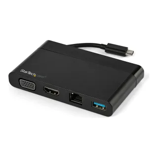 Startech USB C Multiport Adapter with HDMI, VGA, Gigabit Ethernet & USB 3.0, USB C to 4K HDMI or 1080p VGA Display Mini Dock Hub, USB Type-C Travel Docking Station for USB-C Laptops - Portable USB-C Dock (DKT30CHVCM) - Docking station - USB-C - VGA, HDMI - 1GbE