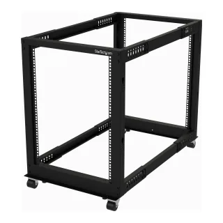 Startech 15U 19" Open Frame Server Rack, 4 Post Adjustable Depth 22-40" Mobile, Free Standing Rolling Network/Computer Equipment Data Rack, Dell PowerEdge, HP ProLiant ThinkServer - Adjustable Server Rack (4POSTRACK15U) - Rack open frame - 4-post - floor-standing - black - 15U
