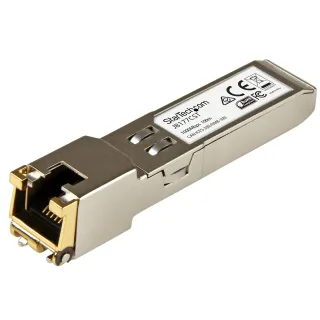 Startech HPE J8177C Compatible SFP Module, 1000BASE-T, SFP to RJ45 Cat6/Cat5e, 1GE Gigabit Ethernet SFP, RJ-45 (Copper) 100m, HPE 1810, 1820, 2530, 1Gbps Mini GBIC Transceiver SFP - Lifetime Warranty (J8177CST) - SFP (mini-GBIC) transceiver module (equivalent to: HP J8177C) - 1GbE - 1000Base-T - RJ-45 / SFP (mini-GBIC) - up to 100 m - for HPE 1810, 1910, 20p 10/100/1000, 2610, 3500, 6200, HPE Aruba 2530, 5406, HPE ProCurve 5304