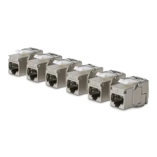 Startech - Keystone jack - 180°, tool-free - CAT 8 - STP - RJ-45 - silver - TAA Compliant (pack of 6)