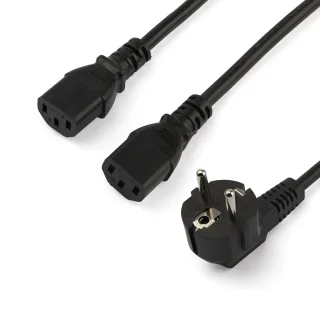 StarTech 2m (6ft) Computer Power Cord, 18AWG, EU Schuko to 2x C13 Power Cord, 10A 250V, Black Replacement AC Cord, TV/Monitor Power Cable, Schuko CEE 7/7 to IEC 60320 2x C13 Power Cord - PC Power Supply Cable - Power cable - power CEE 7/7 (M) to power IEC 60320 C13 - AC 250 V - 10 A - 2 m - black