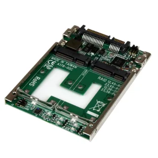 Startech Dual mSATA SSD to 2.5" SATA RAID Adapter Converter - 2x mSATA SSD to 2.5in SATA Adapter with RAID and 7mm Open Frame Housing (25SAT22MSAT)
