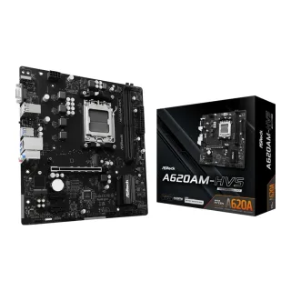 ASRock A620AM-HVS AMD AM5 Socket Motherboard, Micro-ATX, 2x DDR5 Slots, 2x M.2 Sockets, GbE LAN, 1x D-Sub / 1x HDMI Port