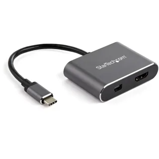 Startech USB C Multiport Video Adapter, 4K 60Hz USB-C to HDMI 2.0 or Mini DisplayPort 1.2 Monitor Adapter, USB Type-C 2-in-1 Display Converter HDMI/MDP HBR2 HDR, Works w/ Thunderbolt 3 - USB-C 2 in 1 Adapter (CDP2HDMDP)