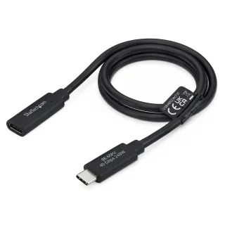 StarTech - USB extension cable - USB-C (M) to USB-C (F) - USB4 - 5 A - 60 cm - passive, up to 40 Gbps data transfer rate, up to 240W power delivery support, 4K240Hz support, 8K60Hz support, 8K120Hz (7680 x 4320) support, dual 4K120Hz support - black