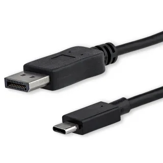 StarTech 6ft/1.8m USB C to DisplayPort 1.2 Cable 4K 60Hz, USB-C to DisplayPort Adapter Cable HBR2, USB Type-C DP Alt Mode to DP Monitor Video Cable, Works with Thunderbolt 3, Black - USB-C Male to DP Male - DisplayPort cable - USB-C (M) to DisplayPort (M) - Displayport 1.2/Thunderbolt 3 - 1.8 m - 4K60Hz (3840 x 2160) support - black - for P/N: TB33A1C, TB3DK2DPPD, TB3DK2DPPDUE, TB3DK2DPW, TB3DK2DPWUE, TB3DKDPMAW, TB3DKDPMAWUE