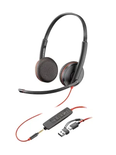 HP Poly Blackwire 3225 - Blackwire 3200 Series - headset - on-ear - wired - 3.5 mm jack, USB-C - black - Certified for Skype for Business, Cisco Jabber Certified, Avaya Certified, UC certified