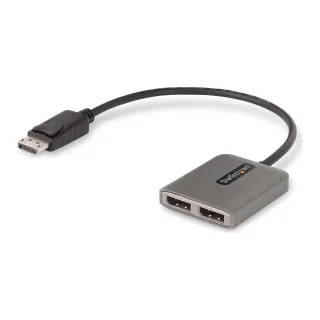 Startech 2-Port DisplayPort MST Hub, Dual 4K 60Hz, DP to 2x DisplayPort Monitor Adapter, DP 1.4 Multi-Monitor Video Adapter w/ 1ft Built-in Cable, USB Powered, Windows Only - Multi Stream Transport Hub (MST14DP122DP) - Hub - 1 x DisplayPort + 1 x micro-USB + 2 x DisplayPort