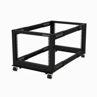 Startech 8U 19" Open Frame Server Rack, 4 Post Adjustable Depth 23-41" Mobile, Free Standing Rolling Network/Computer Equipment Data Rack, Dell PowerEdge, HP ProLiant ThinkServer - Adjustable Server Rack (4POSTRACK8U)