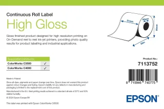 Epson 7113752 High Gloss Label Continuous Roll 51MM X 33M