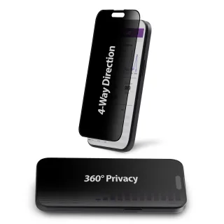 Startech - Screen protector for mobile phone - 4-way, privacy filter, for portrait/landscape, touch-enabled, +/-30° view - glass - with privacy filter - 4-way - adhesive - black - for Apple iPhone 15 Pro Max