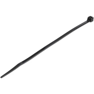 Startech 15cm(6") Cable Ties, 3mm(1/8") wide, 39mm(1-3/8") Bundle Diameter, 18kg(40lb) Tensile Strength, Nylon Self Locking Zip Ties with Curved Tip, 94V-2/UL Listed, 100 Pack, Black - Nylon 66 Plastic - TAA (CBMZT6B)