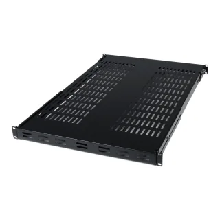 Startech 1U Adjustable Vented Server Rack Mount Shelf - 175lbs - 19.5 to 38in Deep Universal Tray for 19" AV/ Network Equipment Rack (ADJSHELF) - Rack shelf - black - 1U - 19" - for P/N: CABSCRWS1224, RK1536BKF, RK1836BKF, RK3236BKF, RK4236BKB, RK4242BK24, RK4242BK30