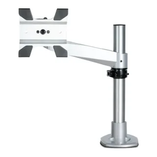Startech Desk Mount Monitor Arm, VESA or Apple iMac/Thunderbolt Display up to 14kg, Articulating Height Adjustable Single Desktop Monitor Pole Mount, Desk Clamp or Grommet, Silver - Small Footprint Design (ARMPIVOTB2)