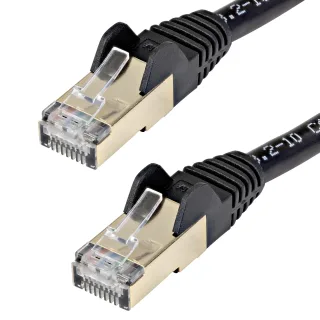 Startech 1m CAT6A Ethernet Cable, 10 Gigabit Shielded Snagless RJ45 100W PoE Patch Cord, CAT 6A 10GbE STP Network Cable w/Strain Relief, Black, UL Certified Wiring/TIA - Category 6A - 26AWG (6ASPAT1MBK)