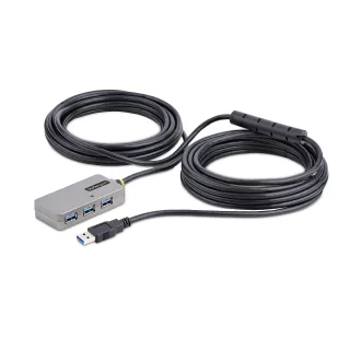 Startech USB Extender Hub, 10m USB 3.0 Extension Cable with 4-Port USB Hub, Active/Bus Powered USB Repeater Cable, Optional 20W Power Supply Included - USB-A Hub w/ ESD Protection (U01043-USB-EXTENDER)