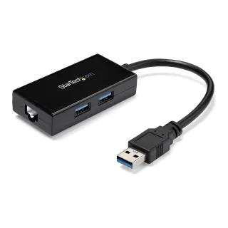 Startech 2 Port USB 3.0 Hub with Ethernet - USB 3.0 x 2 - Gigabit Ethernet Network Adapter for Windows / Mac / Chrome (USB31000S2H) - Network adapter - USB 3.0 - Gigabit Ethernet x 1 - black