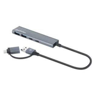Manhattan 181075 Usbc/Usba Combo Dock/Hub 4 Port 2X Usba 2X Usbc USB 3.0