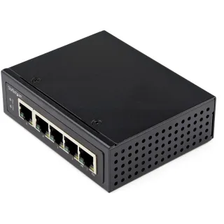 Startech Industrial 5 Port Gigabit PoE Switch, 30W, Power Over Ethernet Switch, Hardened GbE PoE+ Unmanaged Switch, Rugged High Power Gigabit Network Switch IP-30 Housing/-40 C to 75 C - Gigabit Ethernet PoE (IESC1G50UP) - Switch - unmanaged - 4 x 10/100/1000 (PoE+) + 1 x 10/100/1000 - DIN rail mountable, wall-mountable - PoE+ (120 W) - DC power