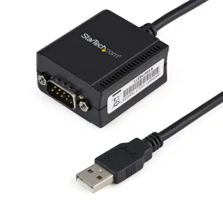 Startech USB to Serial Adapter - 1 port - USB Powered - FTDI USB UART Chip - DB9 (9-pin) - USB to RS232 Adapter (ICUSB2321F) - Serial adapter - USB - RS-232 - black