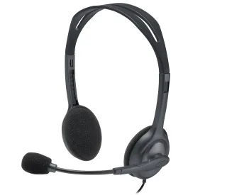 Logitech H111 Wired Headset, Stereo Sound, 3.5mm Audio Jack, Noise-Cancelling Microphone, Black