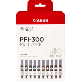 Canon PFI-MBK/PBK/CO/GY/R/C/M/Y/PC/PM 10 Ink Cartridge Multipack - 10-pack - 14.4 ml - matte black, photo magenta, red, yellow, magenta, photo black, photo cyan, grey, cyan, chroma optimiser - original - ink tank - for imagePROGRAF PRO-300