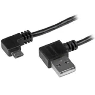 StarTech 1m 3 ft Micro-USB Cable with Right-Angled Connectors - M/M - USB A to Micro B Cable - 3ft Right Angle Micro USB Cable (USB2AUB2RA1M)