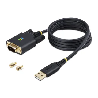 StarTech 3ft (1m) USB to Serial Adapter Cable, Interchangeable DB9 Screws/Nuts, COM Retention, USB-A to DB9 RS232, FTDI IC, Level-4 ESD Protection, Windows/macOS/ChromeOS/Linux - Rugged TPE Construction (1P3FFCB-USB-SERIAL) - USB / serial cable - USB (M) to DB-9 (M) - 1 m - black