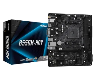 ASRock B550M-HDV AMD AM4 Socket Motherboard, Micro-ATX, 2x DDR4 Slots, 1x M.2 Socket, GbE LAN, 1x D-Sub / 1x DVI-D / 1x HDMI Port