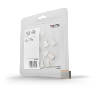 Lindy 40440 USB Type C Port Blockers (Without Key)-pack of 10 Orange