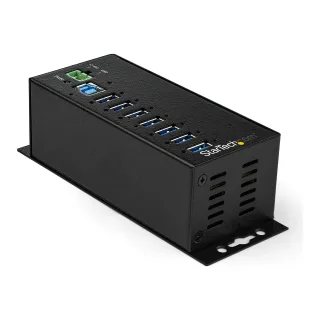 Startech 7 Port USB Hub with Power Adapter, Surge Protection, Metal Industrial USB 3.0 Data Transfer Hub, Din Rail, Wall or Desk Mountable, High Speed USB 3.1/USB 3.2 Gen 1 5Gbps Hub - Windows/macOS/Linux (HB30A7AME) - Hub - 7 x USB 3.2 Gen 1 - DIN rail mountable, wall-mountable - TAA Compliant - for P/N: ITB20D3250