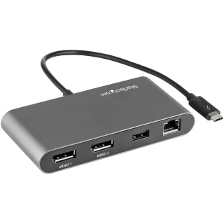 Startech Thunderbolt 3 Mini Dock - Portable Dual Monitor w/ DP 4K 60Hz - 2X USB-A Hub (3.2/2.0), GbE - 28cm Cable - TB3 Multiport Adapter - Mac/Windows - Upgraded Version of TB3DKM2DP (TB3DKMDPL) - Docking station - Thunderbolt 3 - 2 x DP - 1GbE