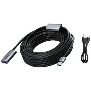 10 m USB 3.0 active extension cable - nickle plated connectors - bandwidth 3 Gbps - includes USB cable if additional boost power required - over 65 percent coverage braided shield - USB A (f) to USB A (m) - outer diameter 6.0 mm - 26 AWG - includes USB power supply - black
