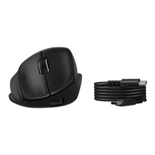 HP 725M - Mouse - ergonomic - 21° semi-vertical tilt - right-handed - 7 buttons - wireless - Bluetooth, 2.4 GHz - USB wireless receiver - black