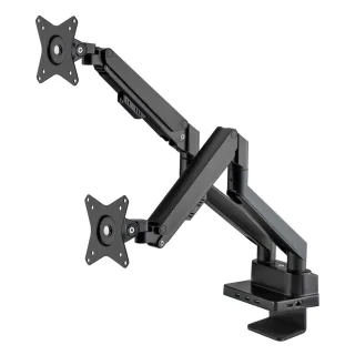 Manhattan 461887 TV/Monitor Desk Mount Dual Dock -Gas Dual 27" Enet/HDMI/USB-A/C