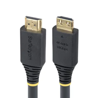 Startech 20ft (6m) Active HDMI Cable w/Gripping Connectors - High Speed - HDMI cable with Ethernet - HDMI male to HDMI male - 6.1 m - shielded - black - halogen-free, active, 4K60Hz support, 1440p (UWQHD) support 144Hz, 1080p support 240Hz