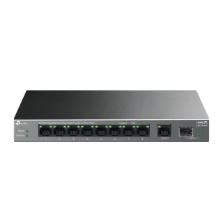 TP-Link LiteWave LS1210GP V1 - Switch - 8 x 10/100/1000 (PoE+) + 1 x 10/100/1000 + 1 x Gigabit SFP - desktop, wall-mountable - PoE+ (61 W)
