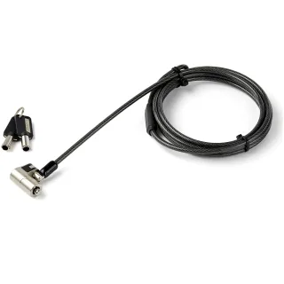 Startech 6.5' (2m) 3-in-1 Universal Laptop Cable Lock, Keyed Laptop/Desktop Security Cable Lock Compatible w/ K-Slot, Nano & Wedge Slot Computer, Anti-Theft Steel Cable Lock w/ Keys - Universal Laptop Lock - Security cable lock - 2.03 m - TAA Compliant