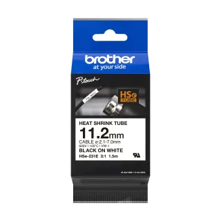 Brother HSe-231E - Black on white - Roll (1.12 cm x 1.5 m) 1 cassette(s) hanging box - heat shrink tube tape - for P-Touch PT-D800W, PT-E550WVP