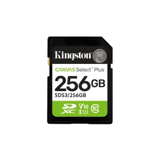 Kingston Canvas Select Plus - Flash memory card - 256 GB - Video Class V10 / UHS-I U1 / Class10 - SDXC UHS-I