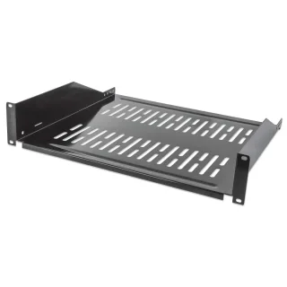 Intellinet 712514 19" Cantilever Shelf 2U 400MM- 2-POINT Front Mount Vented Black